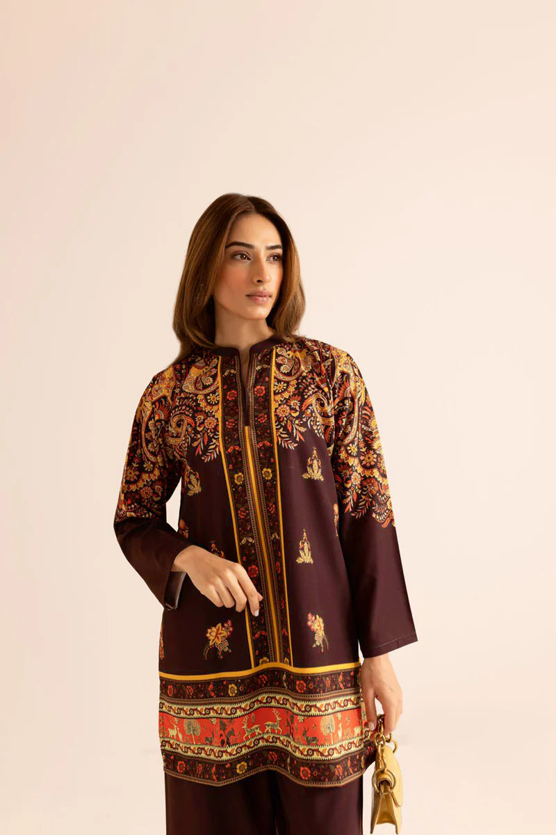 Elegant Heavy Printed Rayon Satin Suit Set – Kurta Palazzo for Women