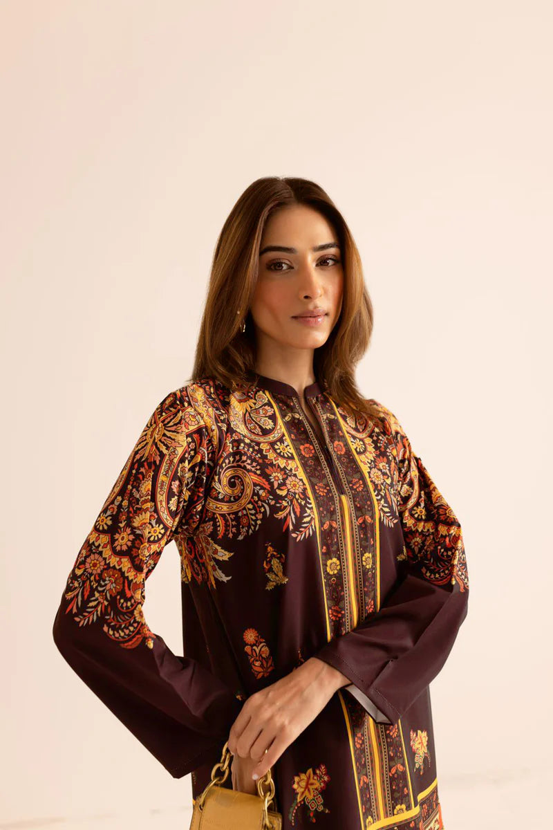 Elegant Heavy Printed Rayon Satin Suit Set – Kurta Palazzo for Women