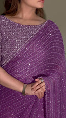 Luxury Bollywood Sequin Saree – Heavy Faux Georgette with Multi Embroidery Border