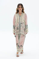 Blush Palm Designer Co-Ord Set – Premium Imported Rayon Satin