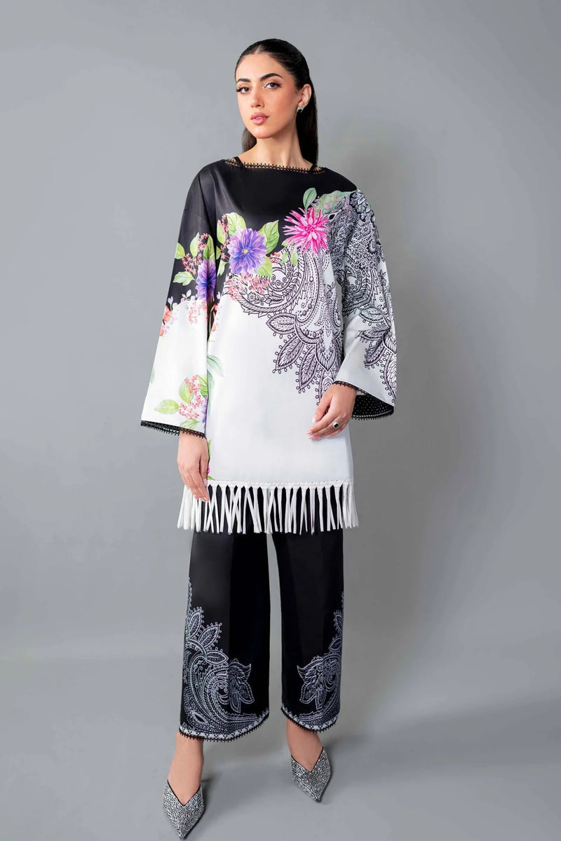 Elegant Pakistani Style 2-Piece Co-Ord Set in Reyon Satin