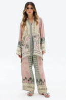 Blush Palm Designer Co-Ord Set – Premium Imported Rayon Satin