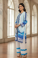 Elegant Blue Digital Print Suit Set for Women – New Arrival