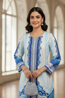 Elegant Blue Digital Print Suit Set for Women – New Arrival