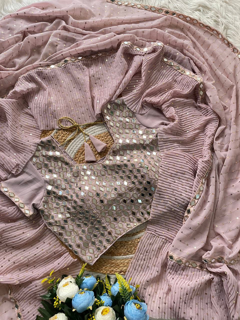 Elina Sparkle Saree – Designer 5mm Sequin Faux Georgette Saree with Embroidered Blouse