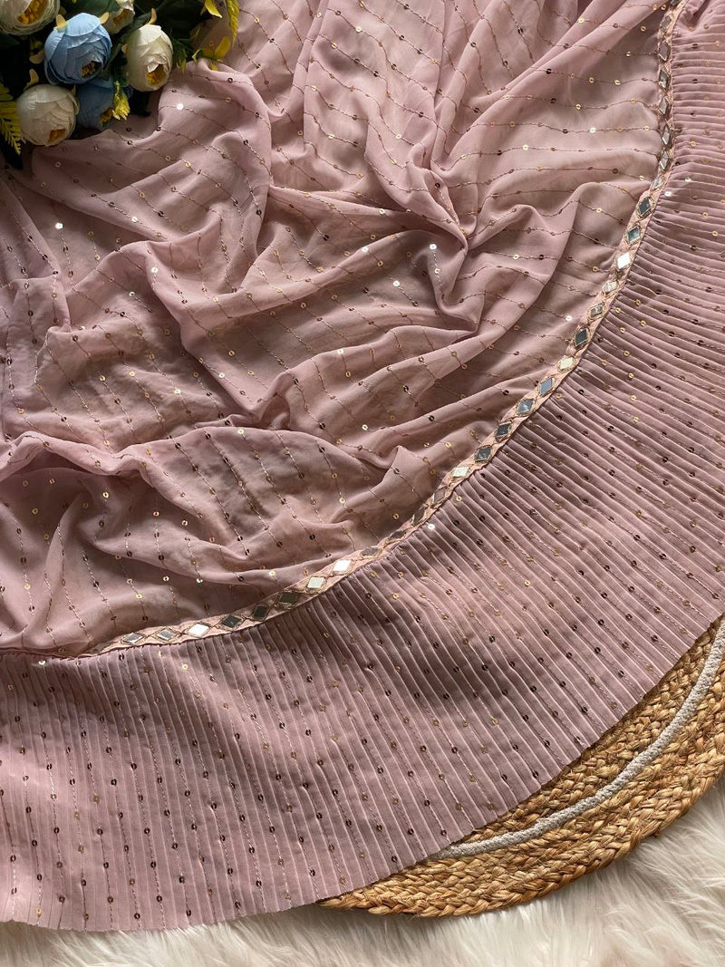 Elina Sparkle Saree – Designer 5mm Sequin Faux Georgette Saree with Embroidered Blouse