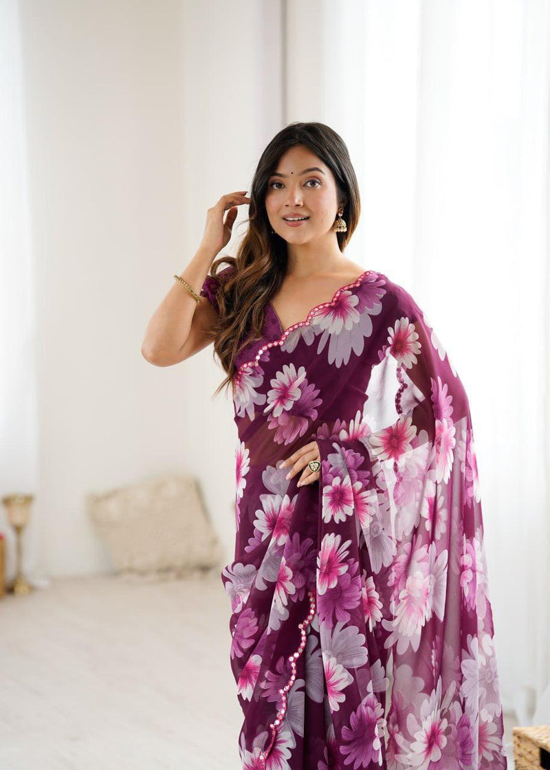 Mehira Mirror Luxe – Trendy Mirror Work Georgette Saree