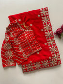 Premium Faux Georgette Sequin Saree with Heavy Mirror Embroidered Stitched Blouse