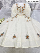 Pure Khadi Cotton Embroidered Anarkali Gown with Cotton Lining – Premium Ethnic Wear | Comfortable Party & Festive Collection