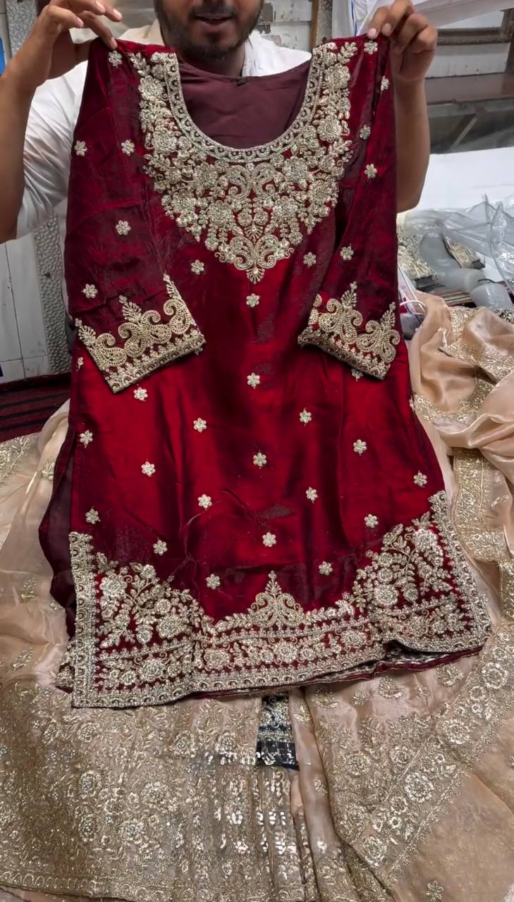 Samaira Shine Sharara Set – Heavy Satin with Sequins Embroidery