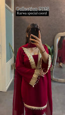 Tevisha House Dno 5306 Karwa Special Collection 2025 | Designer Faux Georgette Embroidered Top Pant Dupatta Set – Party Wear Outfit for Women