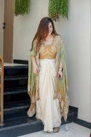 Royal Bandhani Indo-Western 3-Piece Set – Banglory Silk Top & Soft Chinon Silk Dhoti