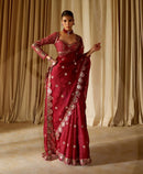 Heavy Soft Georgette Saree with Real Mirror & Sequins Embroidery
