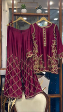 Exclusive Crape Silk Plazzo Set with Sequence Embroidery Work