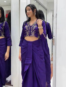 Sparkle Chic Chinon Silk Dhoti Set – Sequin Embroidered Blouse & Dhoti | Festive Wear for Women