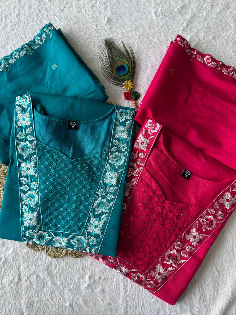 Roopvati Roman Silk Embroidery Suit – Premium Sequence Work Set