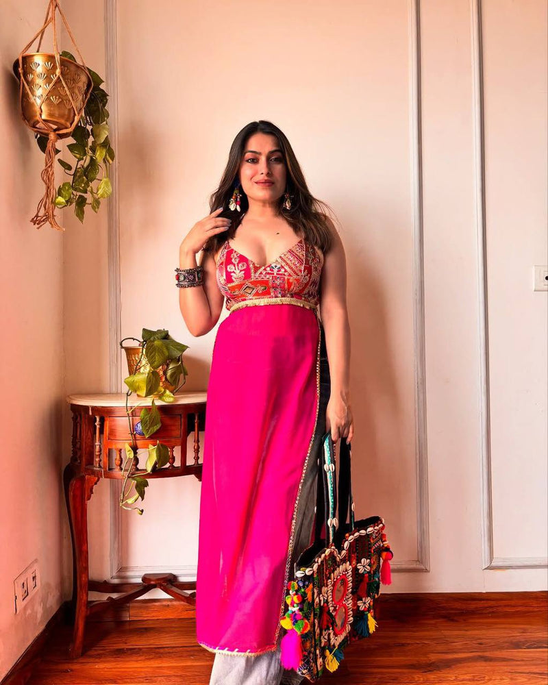 Navratri Glow Kurti – Georgette Sequin Embroidered