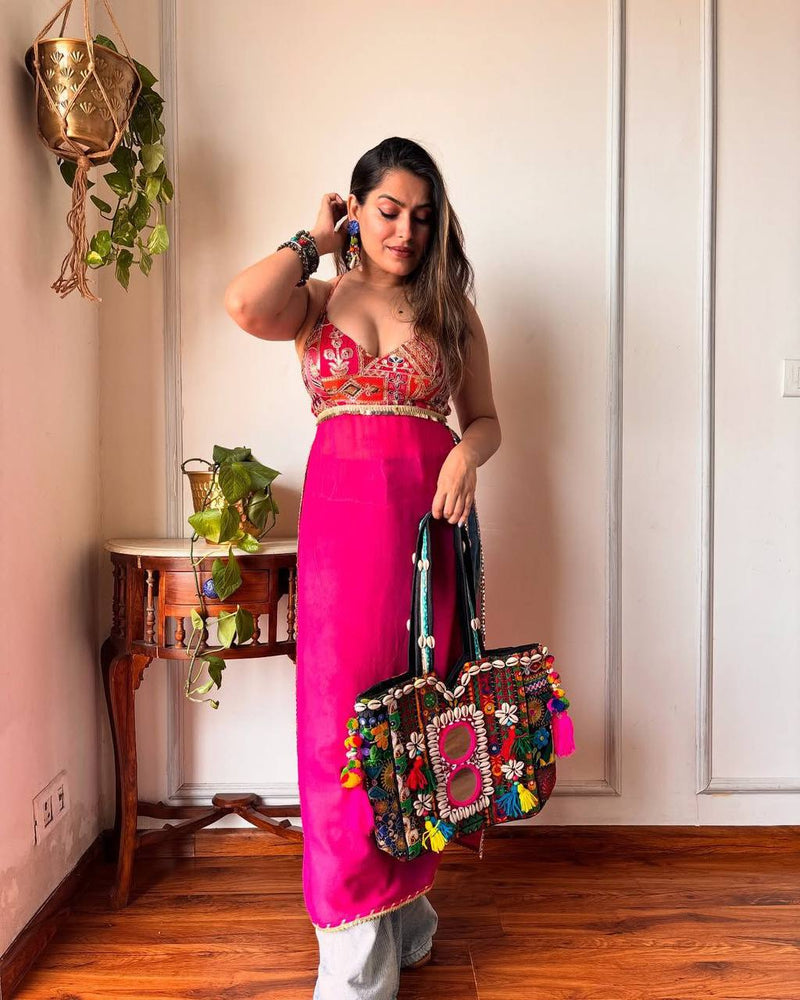 Navratri Glow Kurti – Georgette Sequin Embroidered