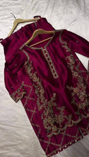 Exclusive Crape Silk Plazzo Set with Sequence Embroidery Work