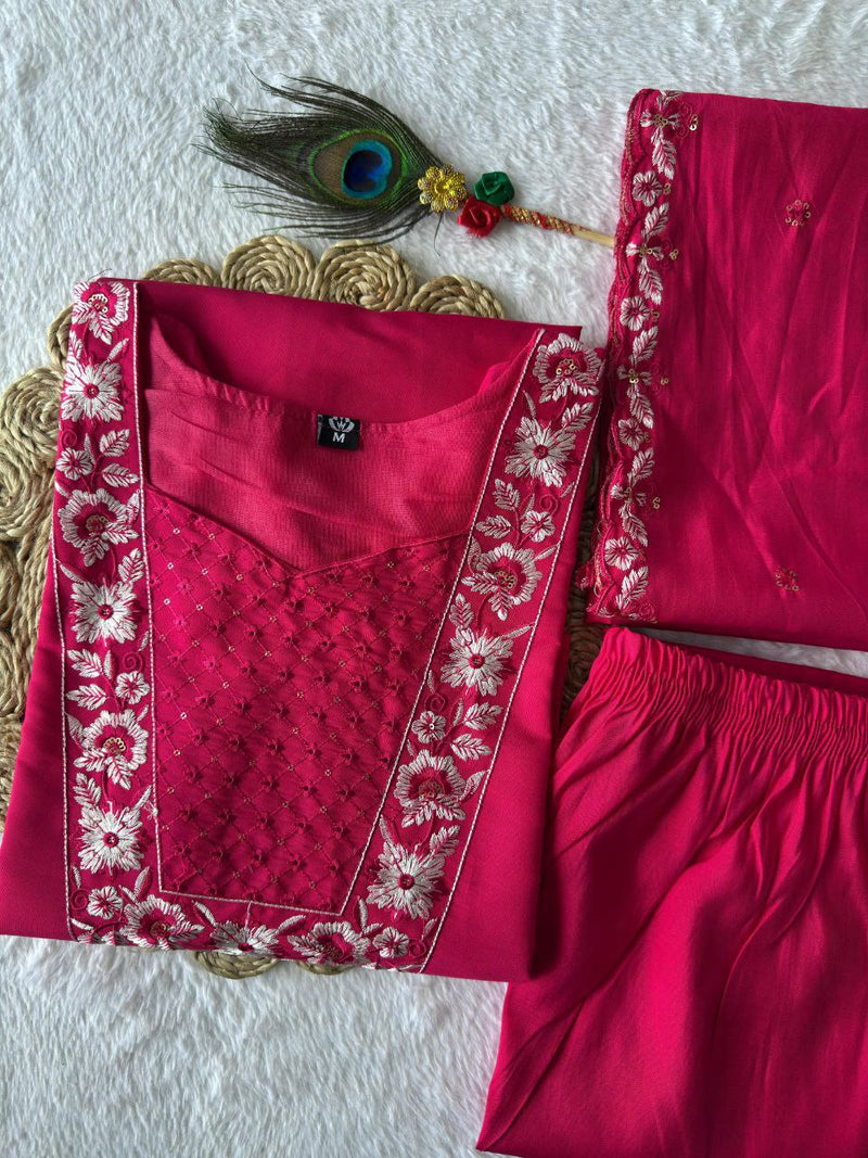 Roopvati Roman Silk Embroidery Suit – Premium Sequence Work Set