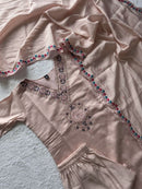 Aaradhya Light Peach Roman Silk Embroidery Suit With Sequence Dupatta – ₹1549