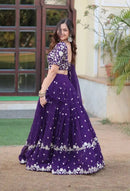 Purple Jubilee Embroidered Georgette Lehenga Choli Set