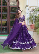 Purple Jubilee Embroidered Georgette Lehenga Choli Set