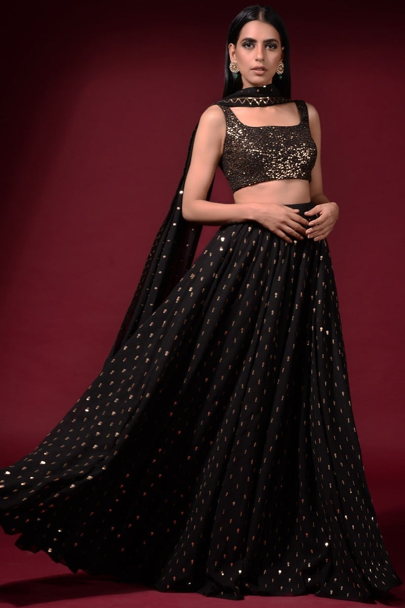 Premium Georgette Semi-Stitched Lehenga Choli Set with Sequins Work