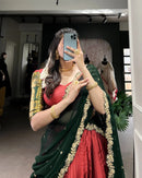 Samantha Red Jacquard Lehenga Choli with Zari Embroidery