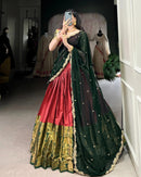 Samantha Red Jacquard Lehenga Choli with Zari Embroidery