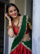 Samantha Red Jacquard Lehenga Choli with Zari Embroidery