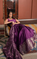 Purple Jacquard Semi-Stitched Lehenga Choli with Embroidered Dupatta