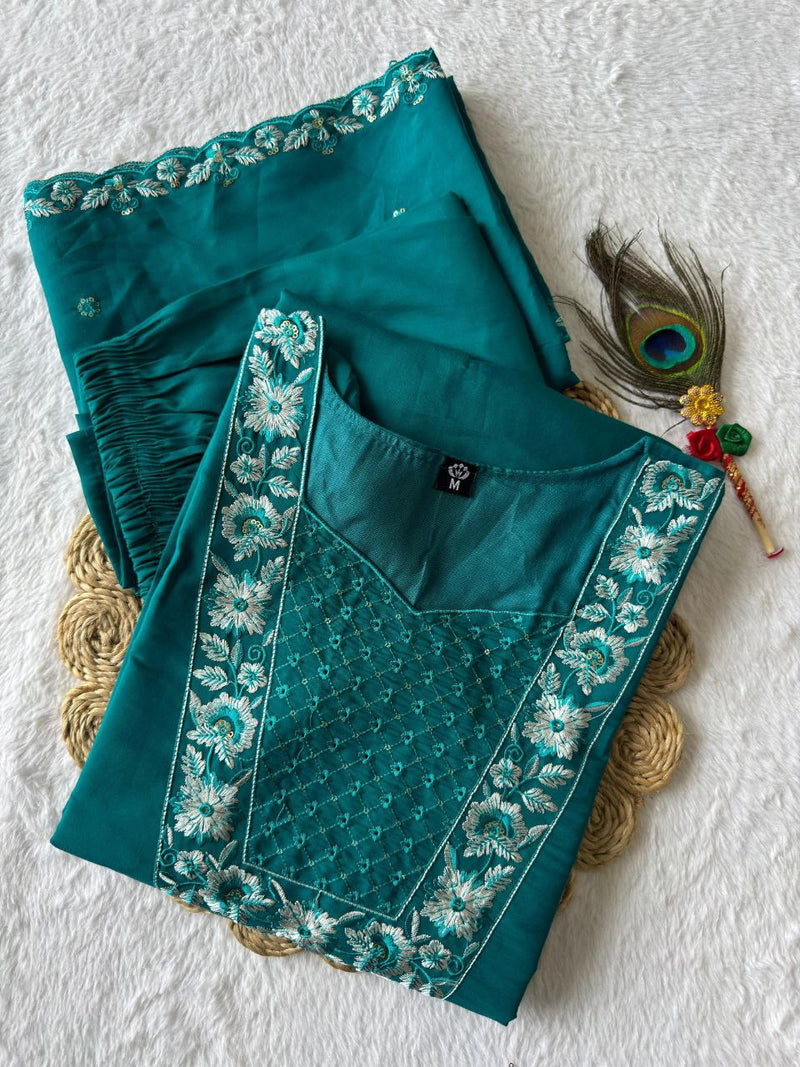 Roopvati Roman Silk Embroidery Suit – Premium Sequence Work Set