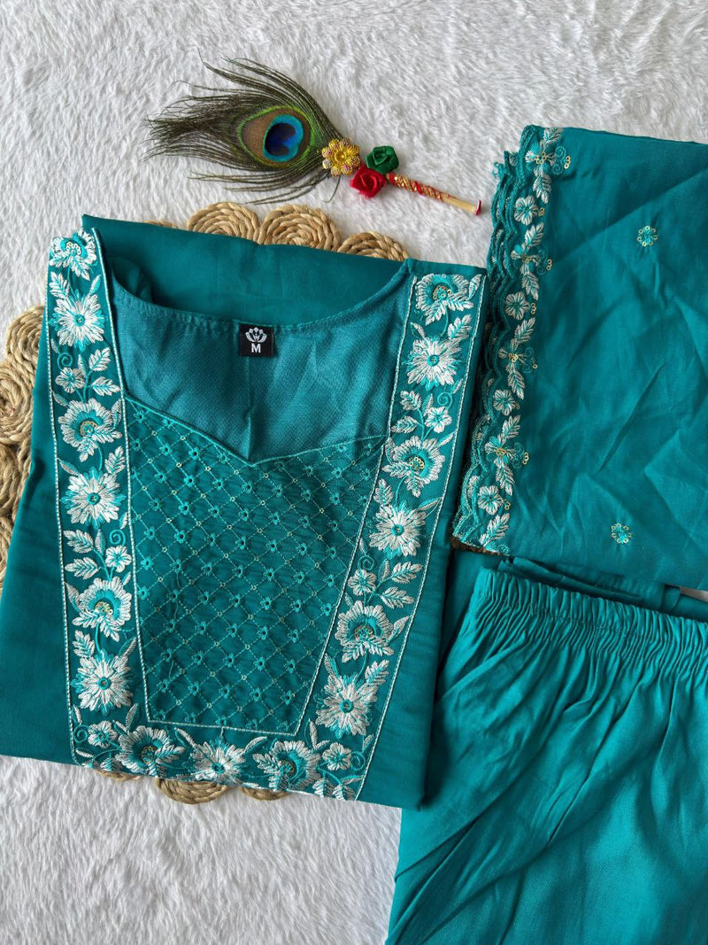 Roopvati Roman Silk Embroidery Suit – Premium Sequence Work Set