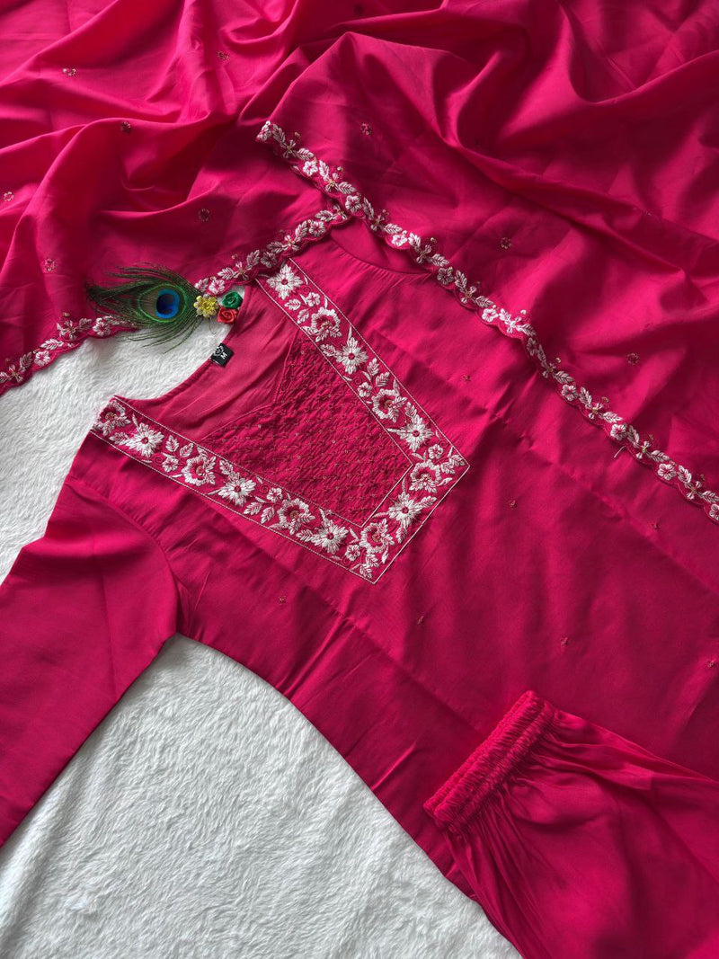 Roopvati Roman Silk Embroidery Suit – Premium Sequence Work Set