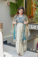 Royal Bandhani Indo-Western 3-Piece Set – Banglory Silk Top & Soft Chinon Silk Dhoti