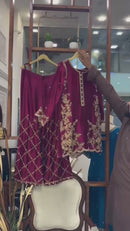 Exclusive Crape Silk Plazzo Set with Sequence Embroidery Work